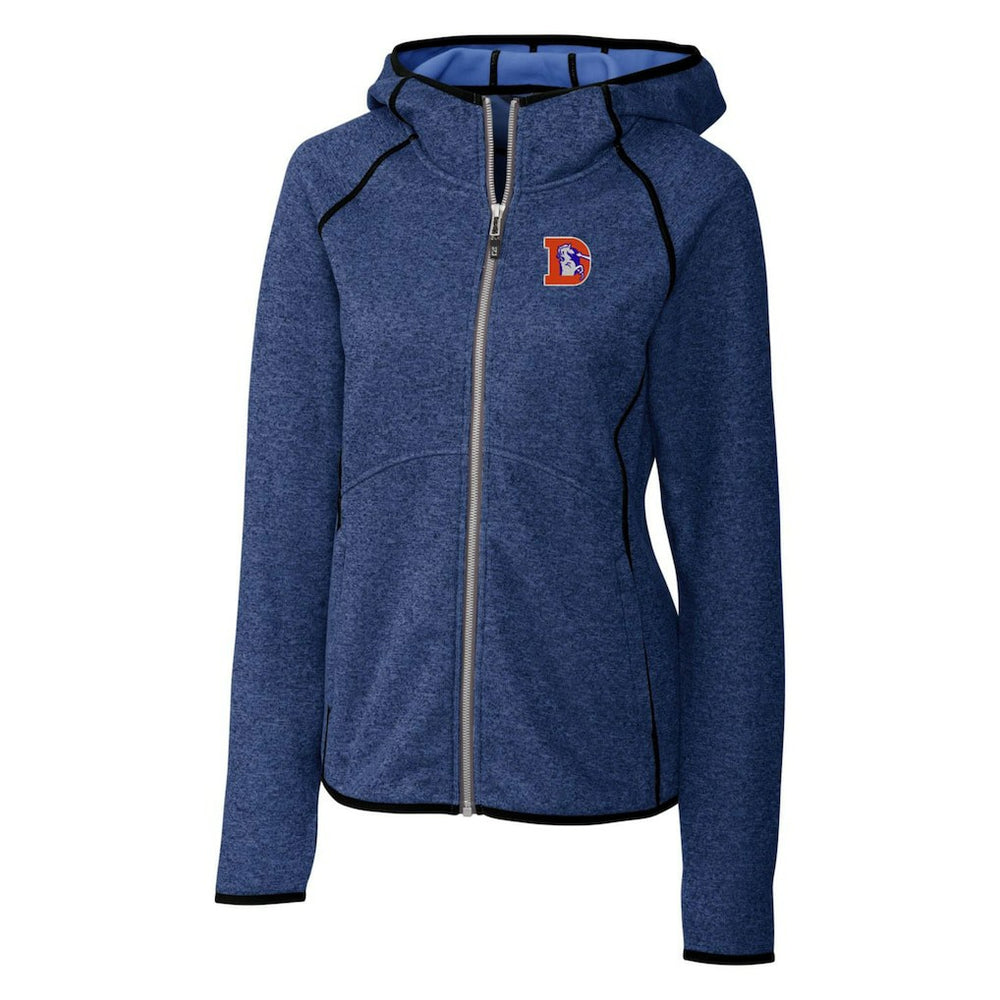 Denver Broncos Cutter & Buck Women's Throwback Logo Mainsail Full-Zip Jacket Heather Royal - NFL