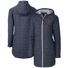 Chicago Bears Cutter & Buck Women's Throwback Logo Rainier Primaloft Eco Full-Zip Hoodie Long Coat Heather Navy - NFL