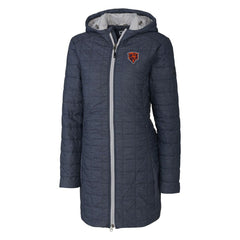 Chicago Bears Cutter & Buck Women's Throwback Logo Rainier Primaloft Eco Full-Zip Hoodie Long Coat Heather Navy - NFL