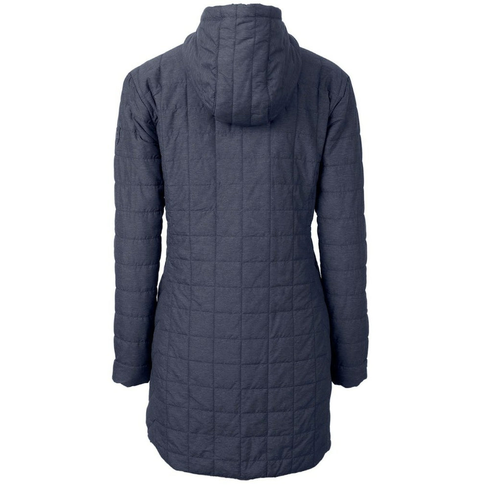 Chicago Bears Cutter & Buck Women's Throwback Logo Rainier Primaloft Eco Full-Zip Hoodie Long Coat Heather Navy - NFL