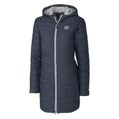 New York Giants Cutter & Buck Women's Throwback Logo Rainier Primaloft Eco Full-Zip Hoodie Long Coat Heather Navy - NFL