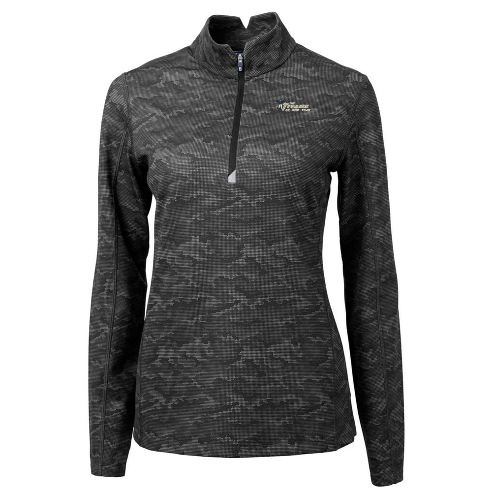 New York Jets Cutter & Buck Women's Throwback Logo Traverse Camo Quarter-Zip Pullover Top Black - NFL