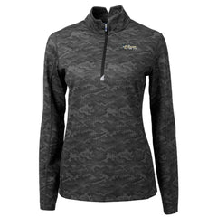 New York Jets Cutter & Buck Women's Throwback Logo Traverse Camo Quarter-Zip Pullover Top Black - NFL