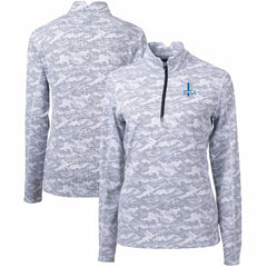 Detroit Lions Cutter & Buck Women's Throwback Logo Traverse Camo Quarter-Zip Pullover Top Charcoal - NFL