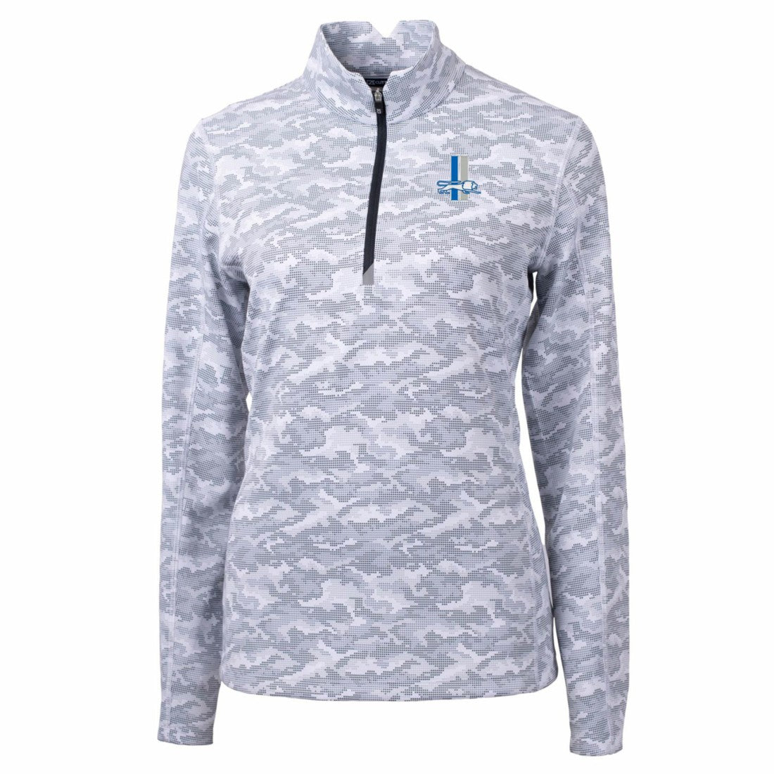 Detroit Lions Cutter & Buck Women's Throwback Logo Traverse Camo Quarter-Zip Pullover Top Charcoal - NFL
