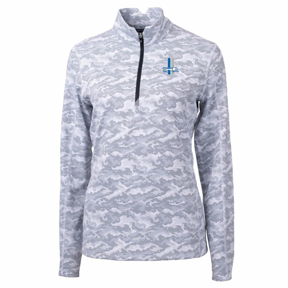 Detroit Lions Cutter & Buck Women's Throwback Logo Traverse Camo Quarter-Zip Pullover Top Charcoal - NFL