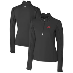 San Francisco 49ers Cutter & Buck Women's Throwback Logo Traverse Stretch Quarter-Zip Pullover Top Black - NFL