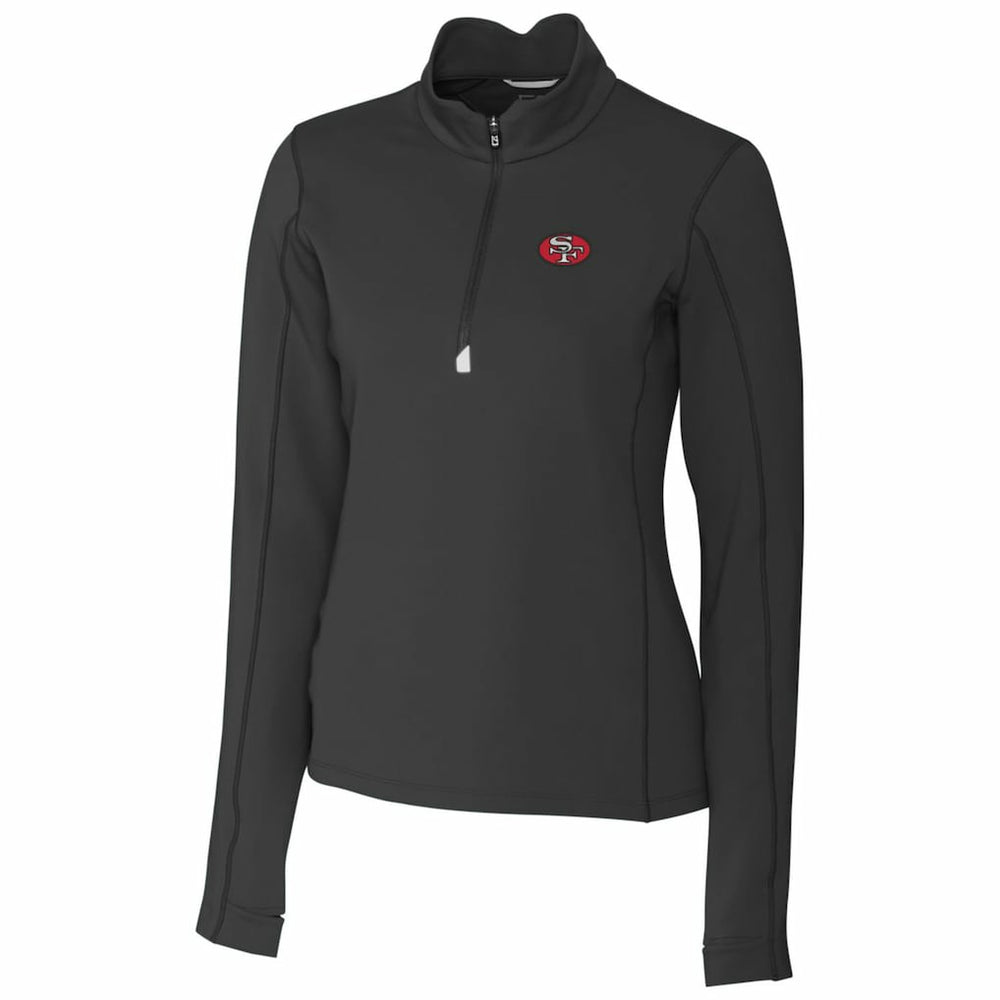 San Francisco 49ers Cutter & Buck Women's Throwback Logo Traverse Stretch Quarter-Zip Pullover Top Black - NFL