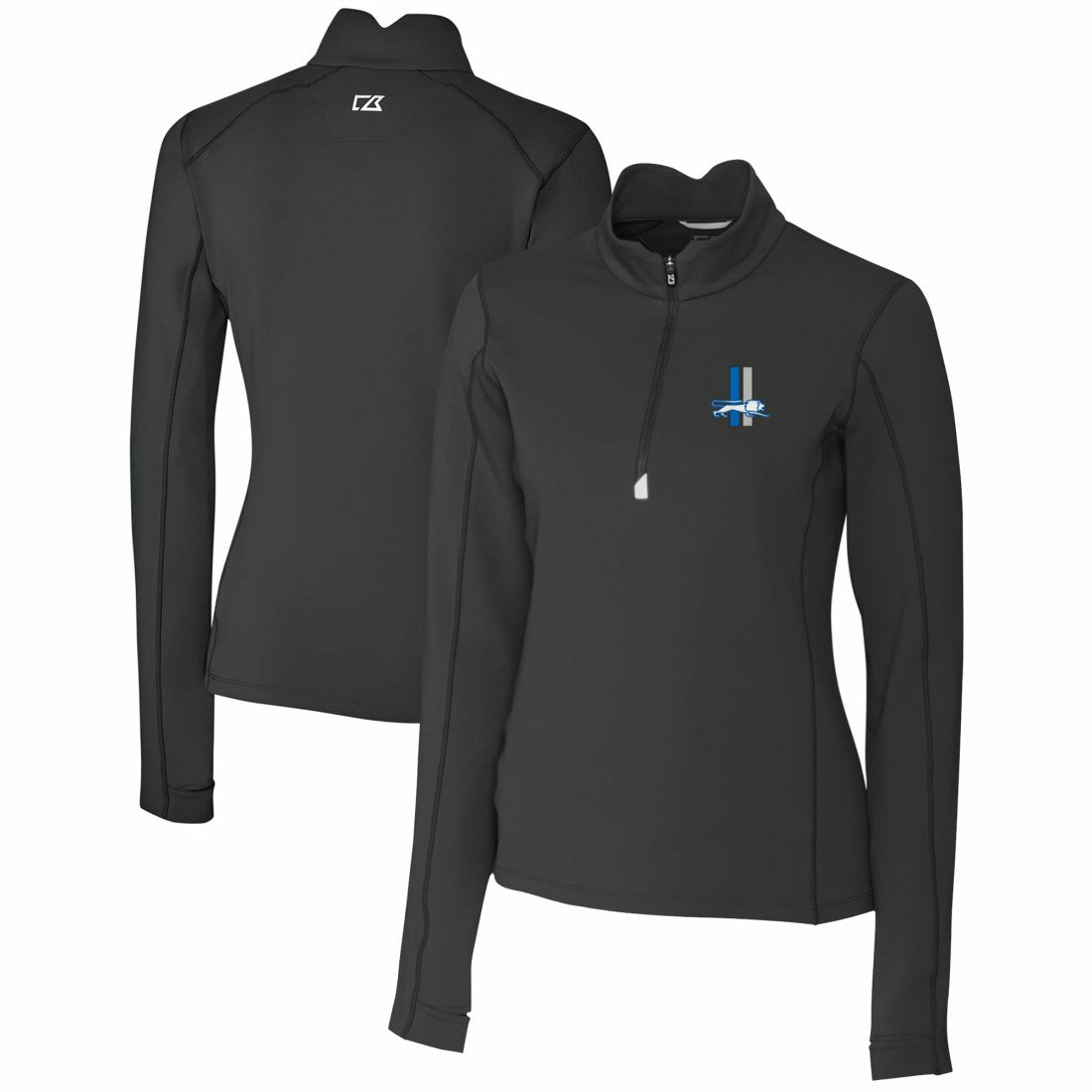 Detroit Lions Cutter & Buck Women's Throwback Logo Traverse Stretch Quarter-Zip Pullover Top Black - NFL