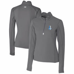 Detroit Lions Cutter & Buck Women's Throwback Logo Traverse Stretch Quarter-Zip Pullover Top Steel - NFL