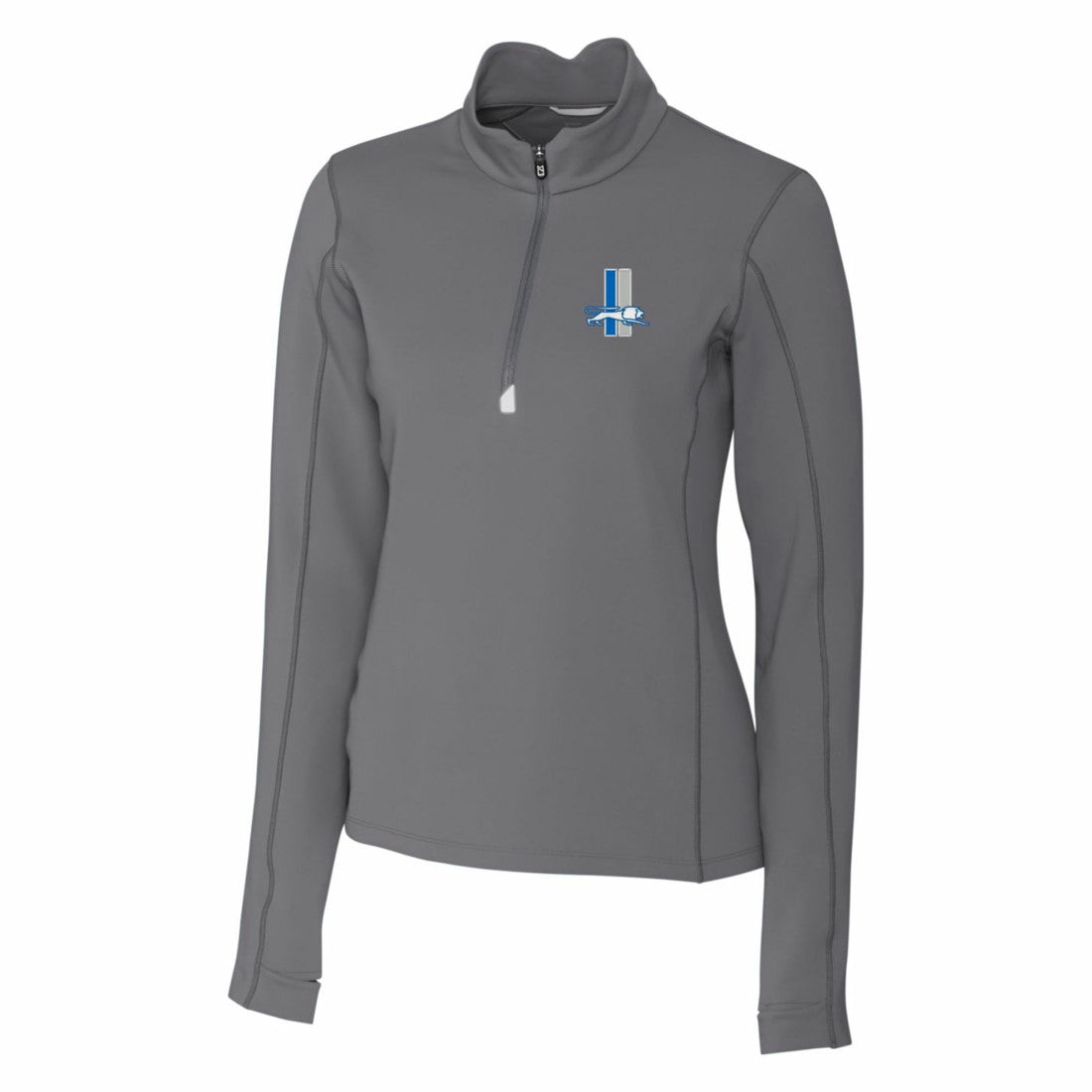 Detroit Lions Cutter & Buck Women's Throwback Logo Traverse Stretch Quarter-Zip Pullover Top Steel - NFL