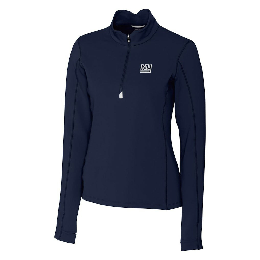 New York Giants Cutter & Buck Women's Throwback Logo Traverse Stretch Quarter-Zip Pullover Top Navy - NFL