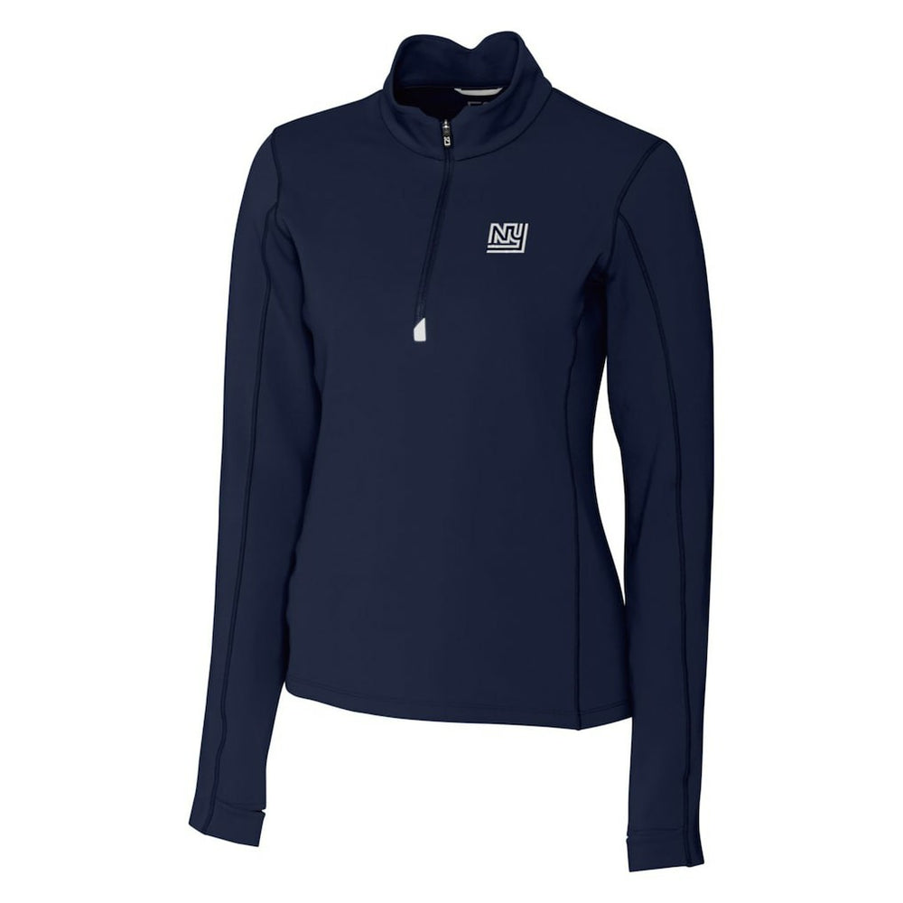 New York Giants Cutter & Buck Women's Throwback Logo Traverse Stretch Quarter-Zip Pullover Top Navy - NFL