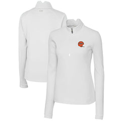 Cincinnati Bengals Cutter & Buck Women's Throwback Logo Traverse Stretch Quarter-Zip Pullover Top White - NFL