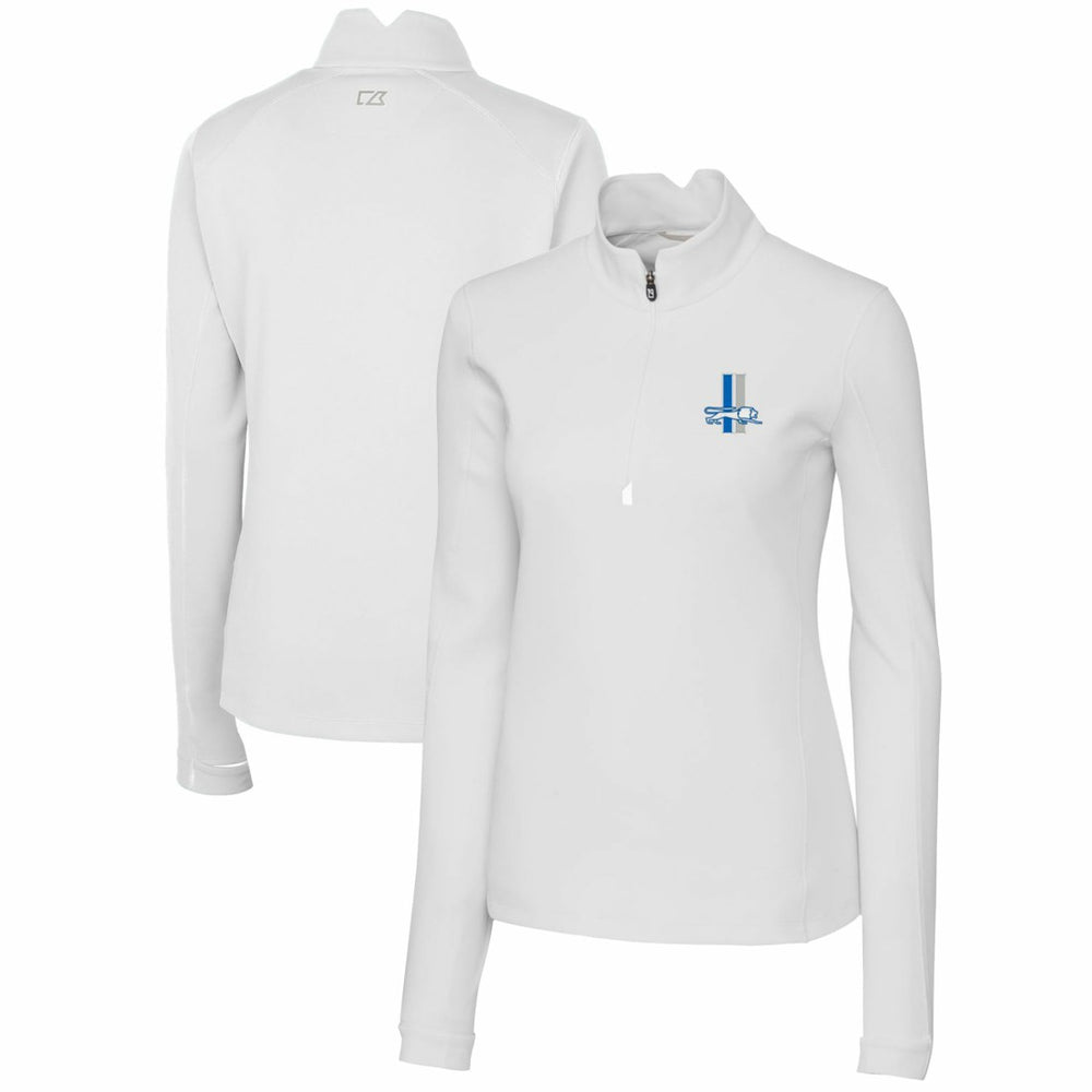 Detroit Lions Cutter & Buck Women's Throwback Logo Traverse Stretch Quarter-Zip Pullover Top White - NFL