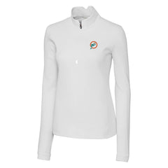 Miami Dolphins Cutter & Buck Women's Throwback Logo Traverse Stretch Quarter-Zip Pullover Top White - NFL