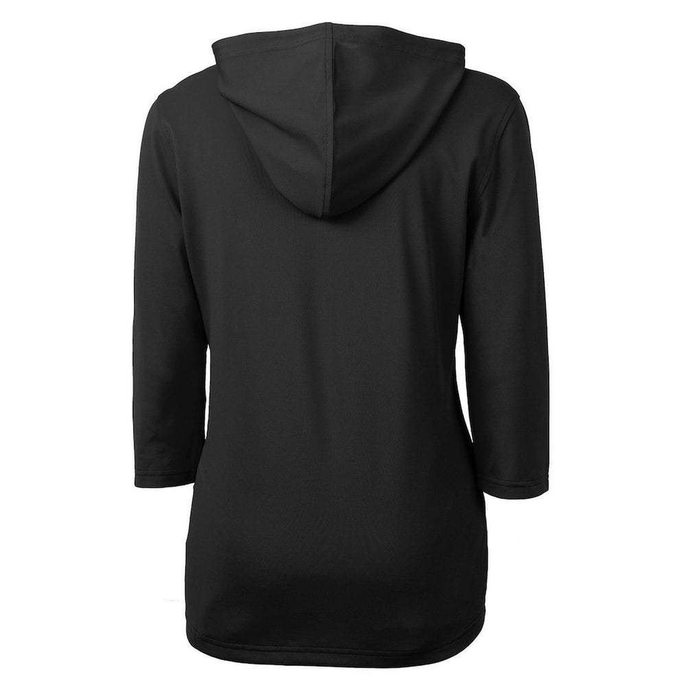 New York Jets Cutter & Buck Women's Throwback Logo Virtue Eco Pique 3/4 Sleeve Half-Zip Pullover Hoodie Black - NFL