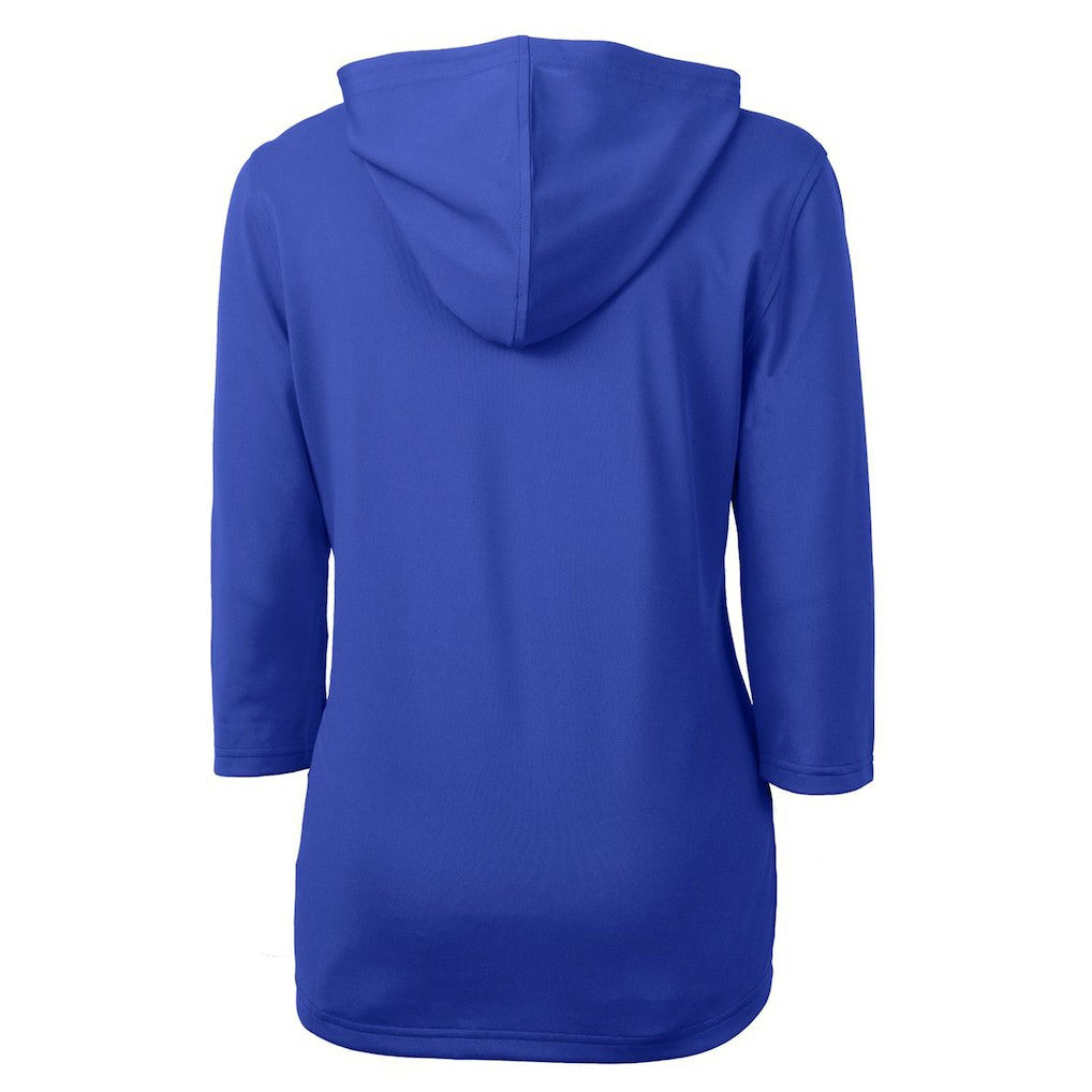 New England Patriots Cutter & Buck Women's Throwback Logo Virtue Eco Pique 3/4 Sleeve Half-Zip Pullover Hoodie Royal - NFL