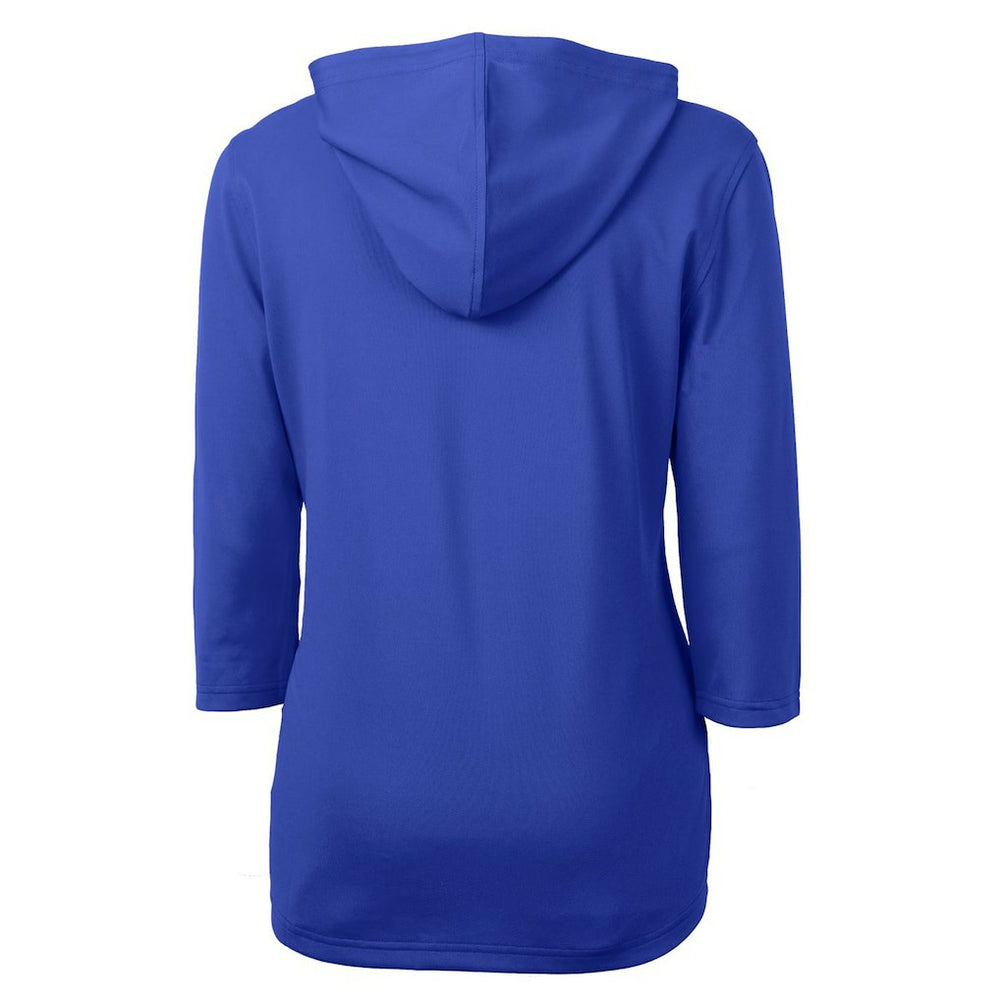 New England Patriots Cutter & Buck Women's Throwback Logo Virtue Eco Pique 3/4 Sleeve Half-Zip Pullover Hoodie Royal - NFL
