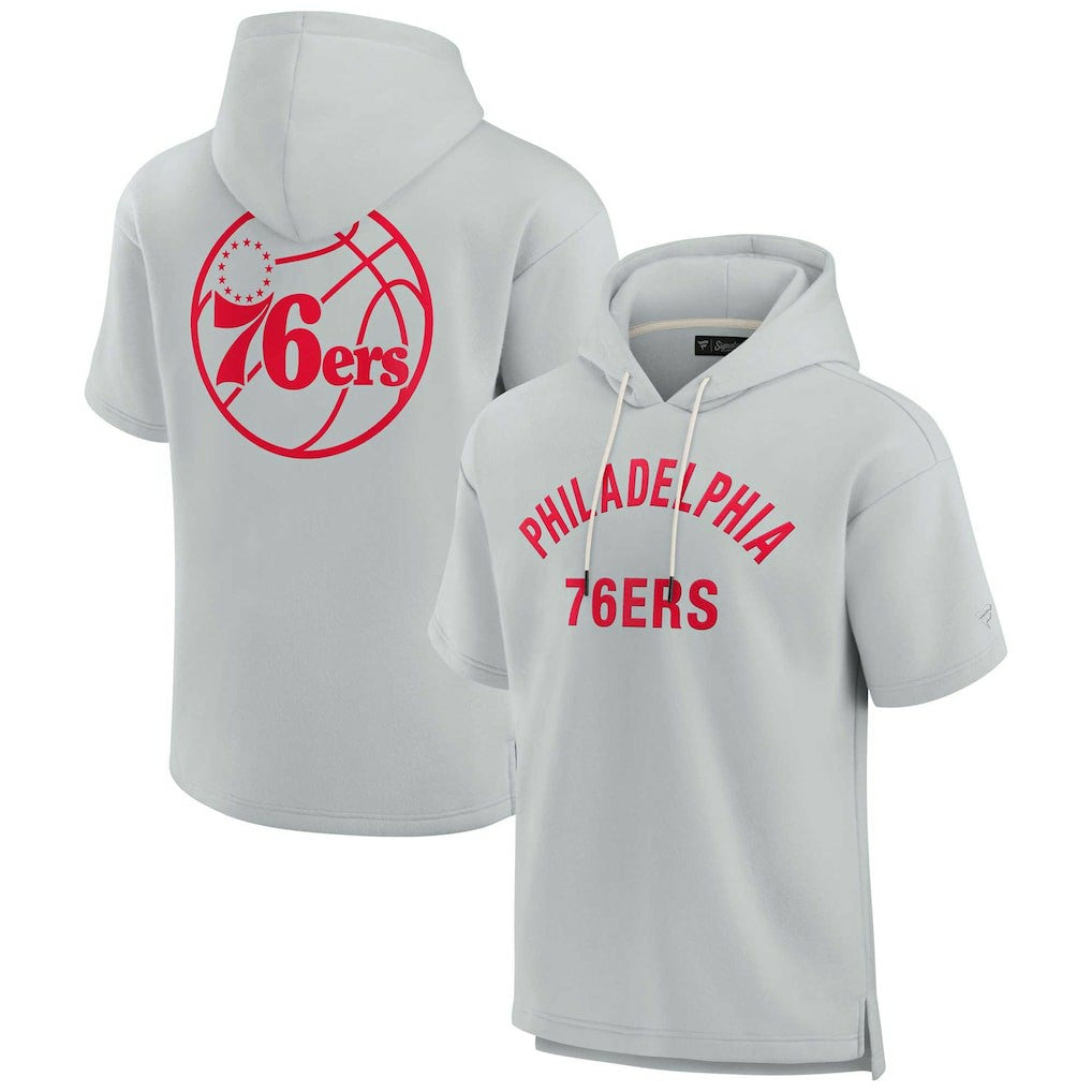 Fanatics - Philadelphia 76ers Unisex Elements Super Soft Fleece Short Sleeve Pullover Hoodie - Gray