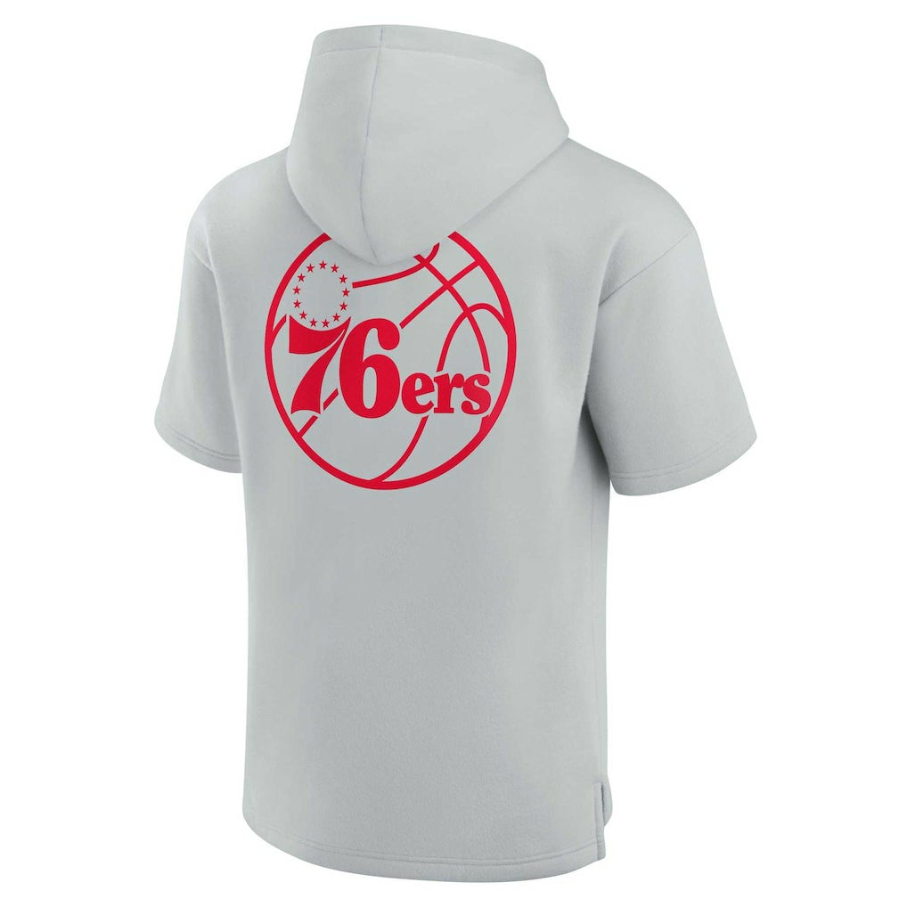 Fanatics - Philadelphia 76ers Unisex Elements Super Soft Fleece Short Sleeve Pullover Hoodie - Gray