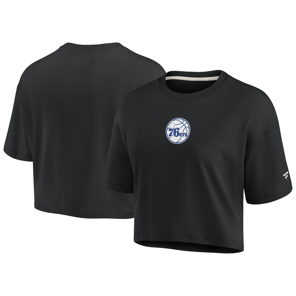 Fanatics - Philadelphia 76ers Women's Elements Super Soft Boxy Cropped T-Shirt - Black