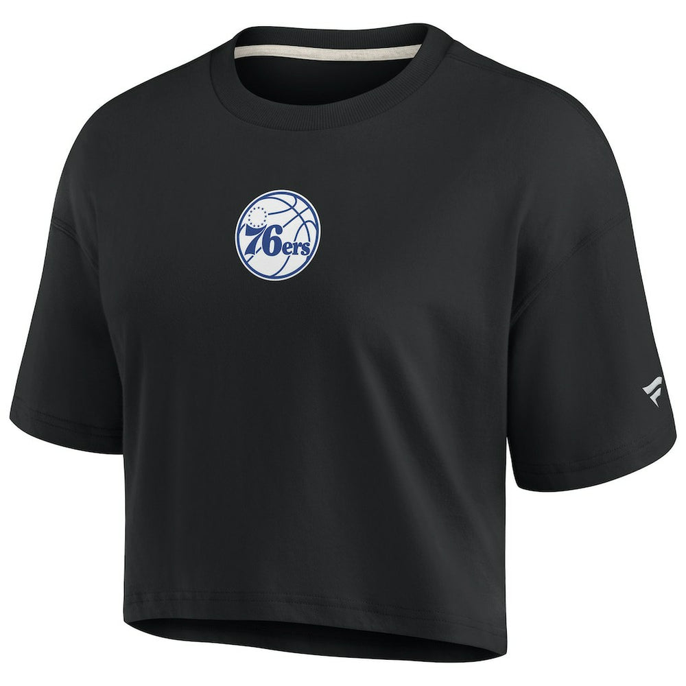 Fanatics - Philadelphia 76ers Women's Elements Super Soft Boxy Cropped T-Shirt - Black
