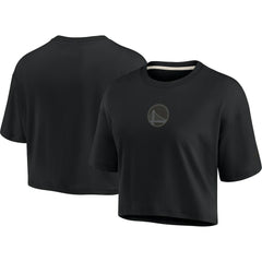 Fanatics - Golden State Warriors Women's Elements Super Soft Boxy Cropped T-Shirt - Black