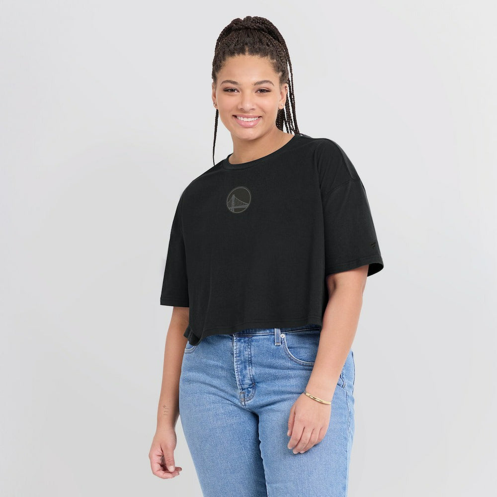 Fanatics - Golden State Warriors Women's Elements Super Soft Boxy Cropped T-Shirt - Black
