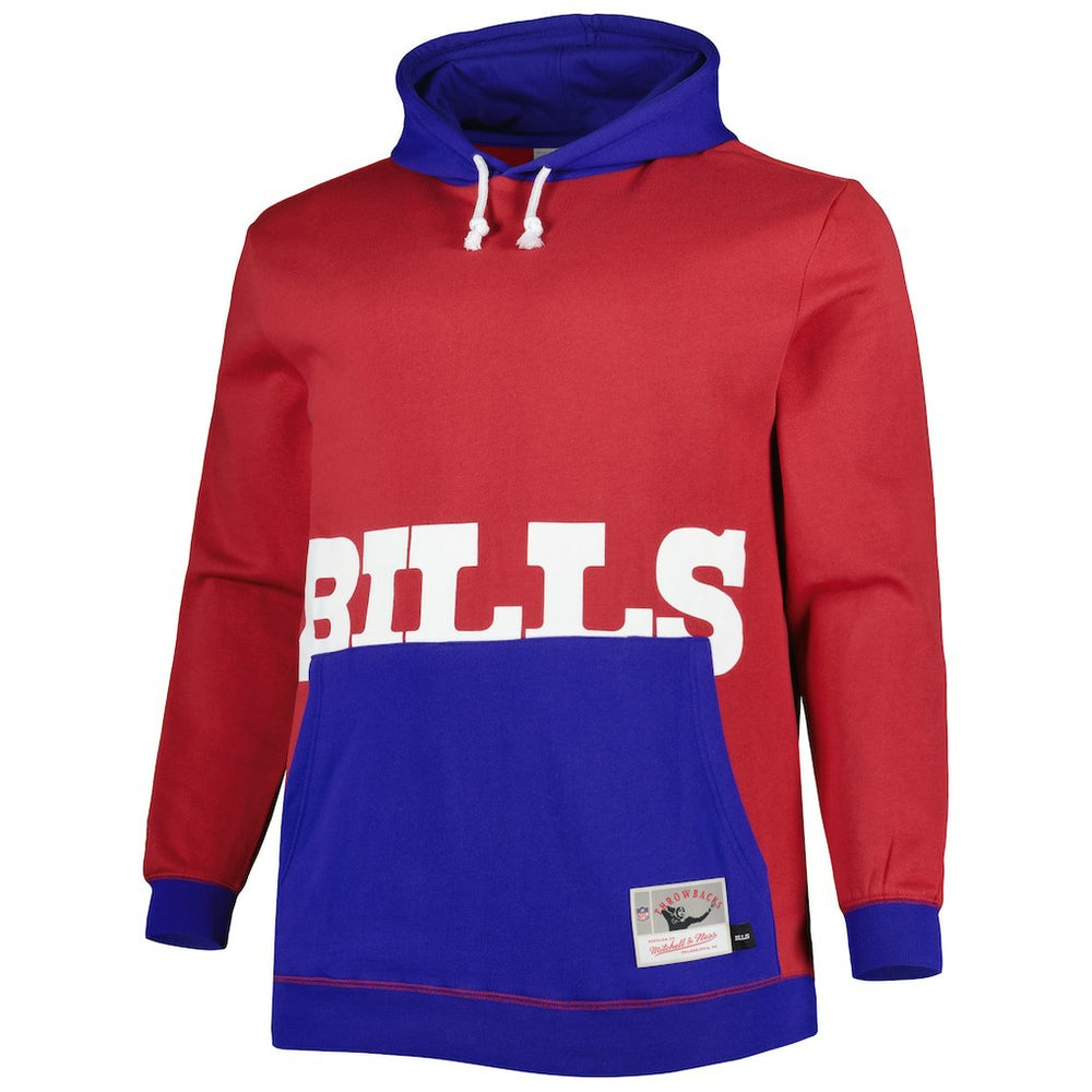 Buffalo Bills Big & Tall Big Face Pullover Hoodie Red/Royal - Mitchell & Ness
