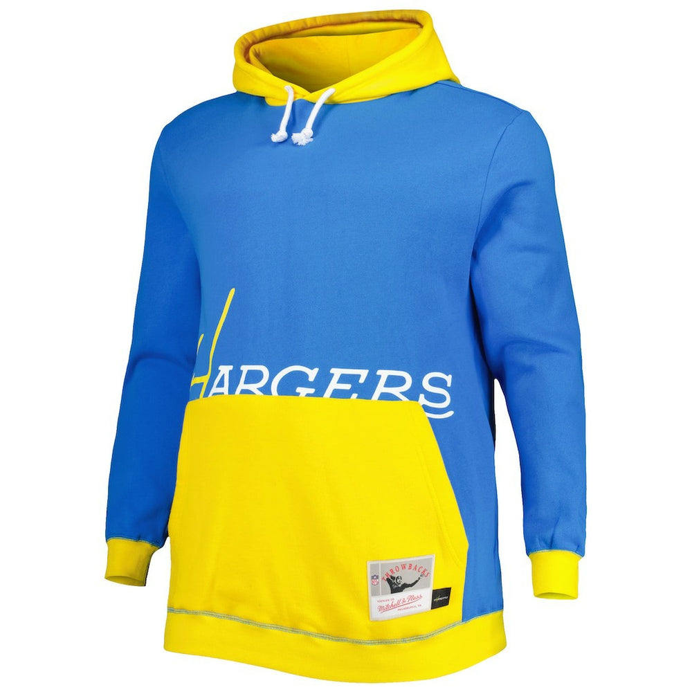 Los Angeles Chargers Big & Tall Big Face Pullover Hoodie Powder Blue/Gold - Mitchell & Ness