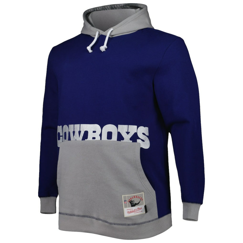 Dallas Cowboys Big & Tall Big Face Pullover Hoodie Navy/Silver - Mitchell & Ness