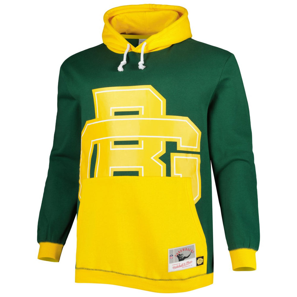 Green Bay Packers Big & Tall Big Face Pullover Hoodie Green/Gold - Mitchell & Ness