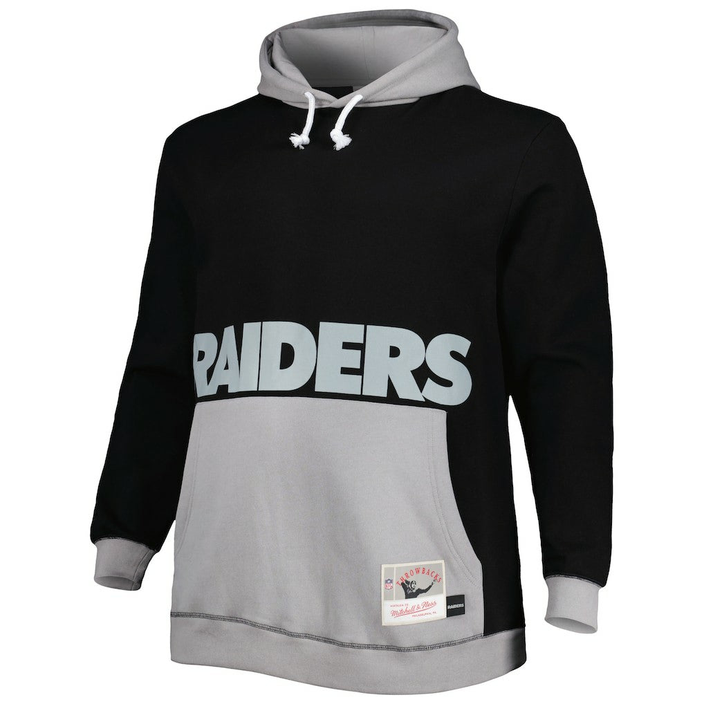 Las Vegas Raiders Big & Tall Big Face Pullover Hoodie Black/Silver - Mitchell & Ness