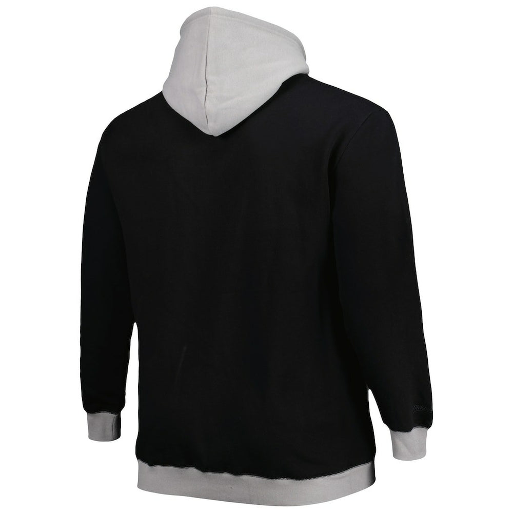 Las Vegas Raiders Big & Tall Big Face Pullover Hoodie Black/Silver - Mitchell & Ness