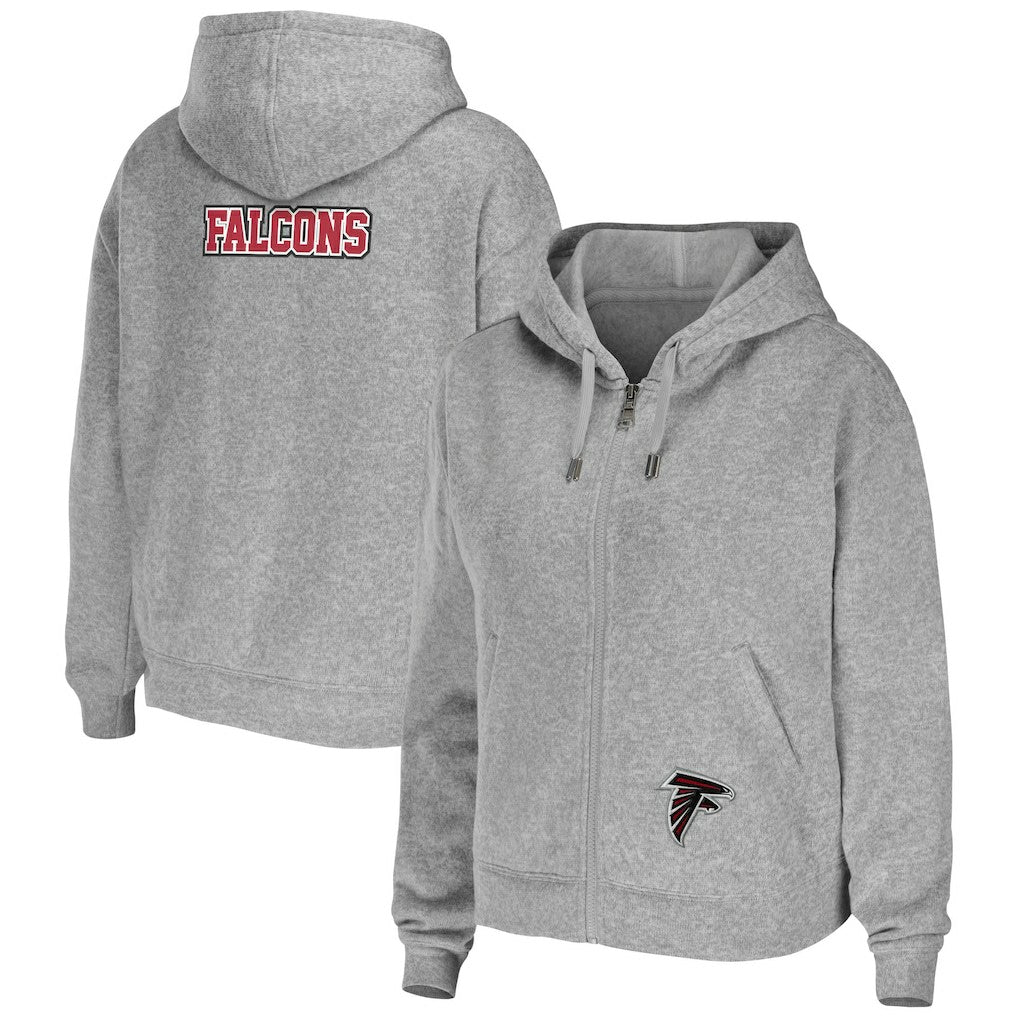 Atlanta Falcons WEAR by Erin Andrews Women's Team Full-Zip Hoodie Heathered Gray - NFL