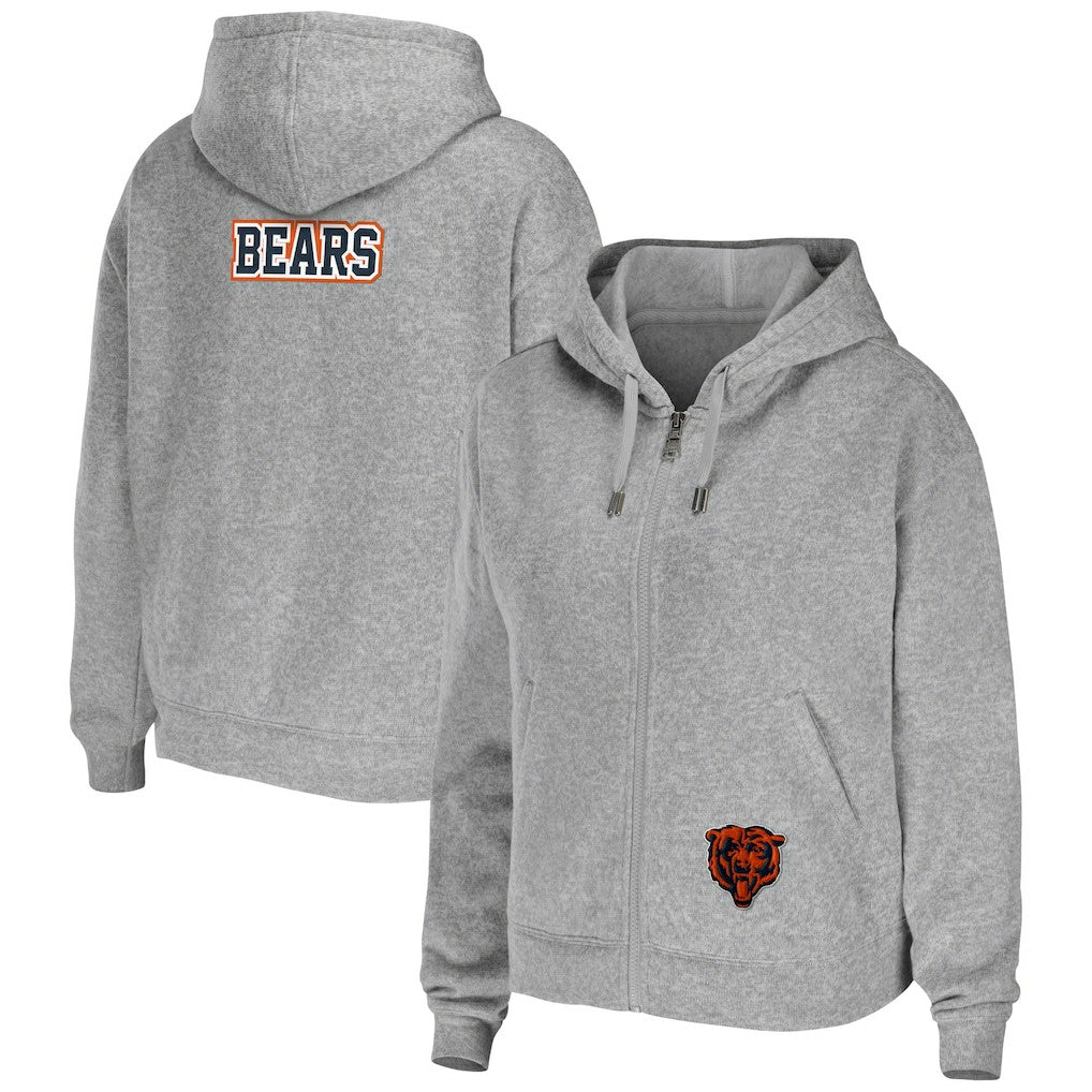 Chicago Bears WEAR by Erin Andrews Women's Team Full-Zip Hoodie Heathered Gray - NFL