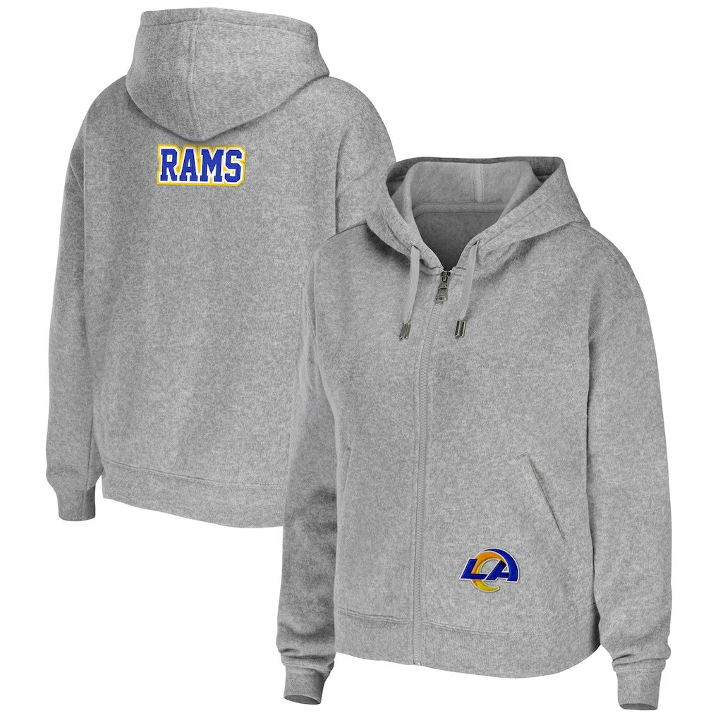 Los Angeles Rams WEAR by Erin Andrews Women's Team Full-Zip Hoodie Heathered Gray - NFL