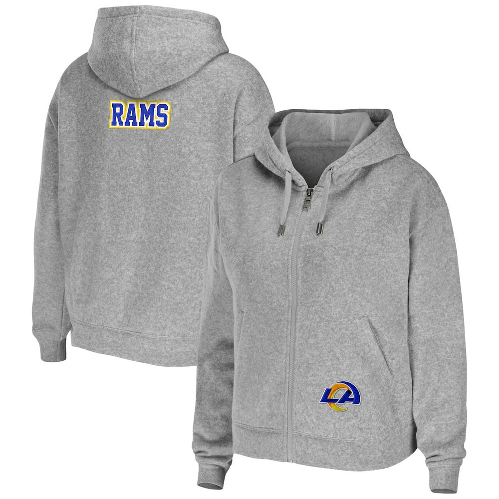 Los Angeles Rams WEAR by Erin Andrews Women's Team Full-Zip Hoodie Heathered Gray - NFL