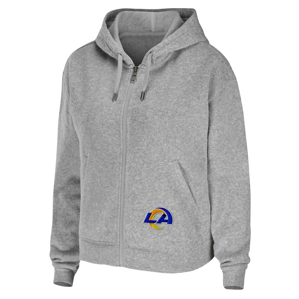 Los Angeles Rams WEAR by Erin Andrews Women's Team Full-Zip Hoodie Heathered Gray - NFL