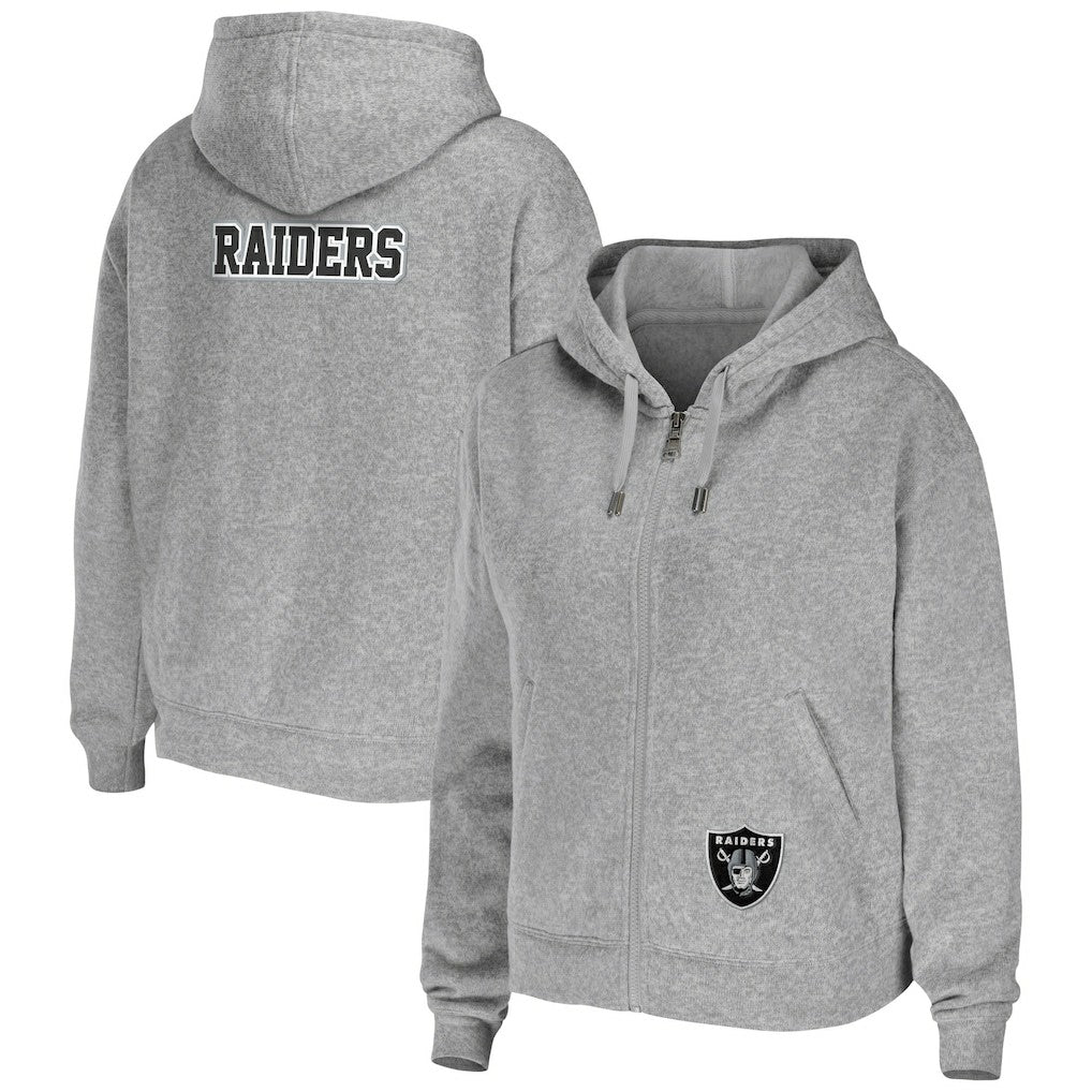 Las Vegas Raiders WEAR by Erin Andrews Women's Team Full-Zip Hoodie Heathered Gray - NFL