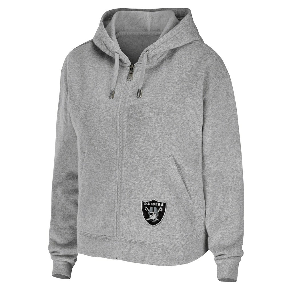 Las Vegas Raiders WEAR by Erin Andrews Women's Team Full-Zip Hoodie Heathered Gray - NFL