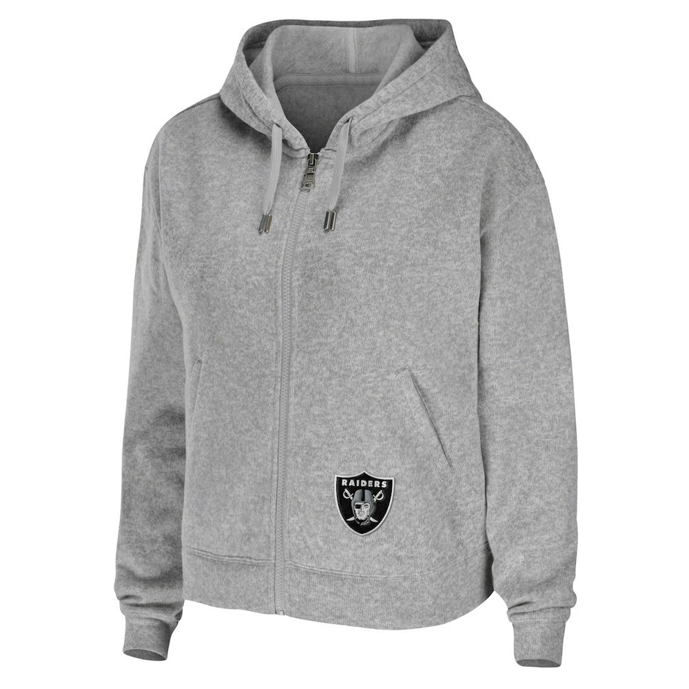 Las Vegas Raiders WEAR by Erin Andrews Women's Team Full-Zip Hoodie Heathered Gray - NFL