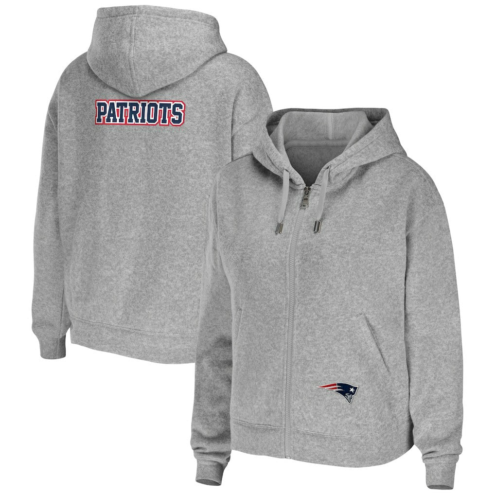 New England Patriots WEAR by Erin Andrews Women's Team Full-Zip Hoodie Heathered Gray - NFL