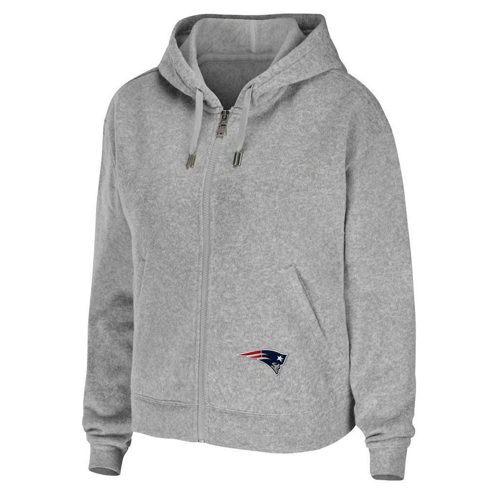 New England Patriots WEAR by Erin Andrews Women's Team Full-Zip Hoodie Heathered Gray - NFL