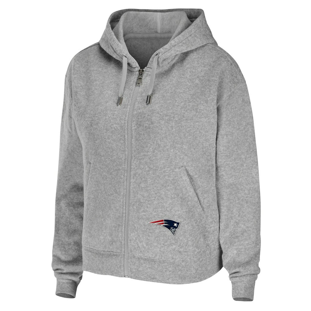 New England Patriots WEAR by Erin Andrews Women's Team Full-Zip Hoodie Heathered Gray - NFL