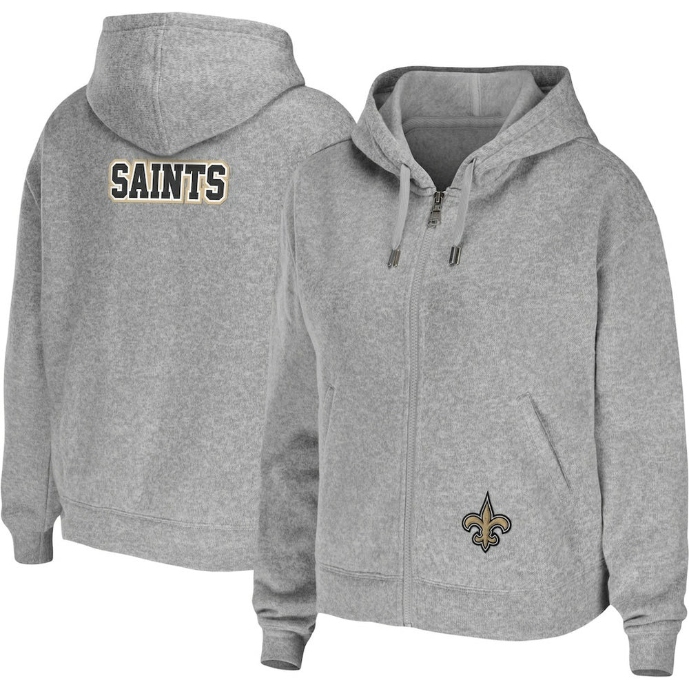 New Orleans Saints WEAR by Erin Andrews Women's Team Full-Zip Hoodie Heathered Gray - NFL