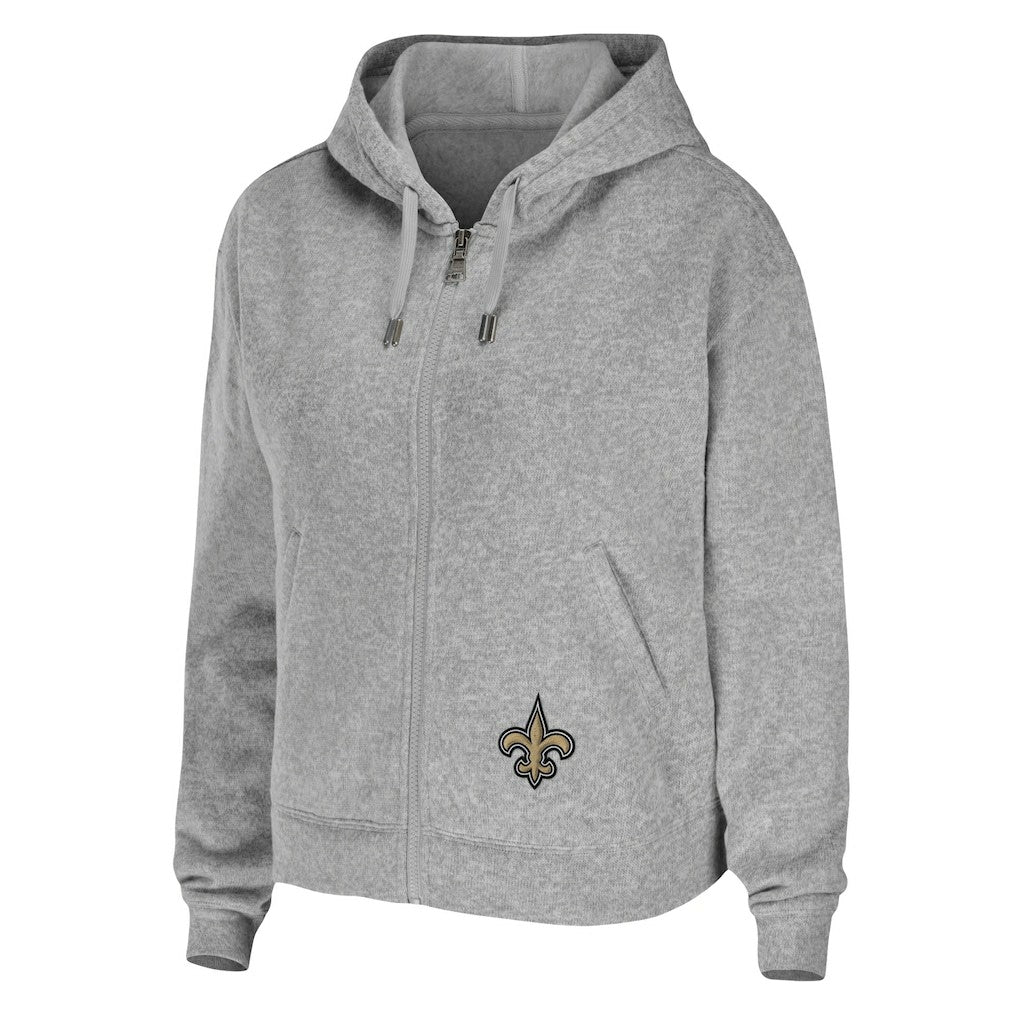 New Orleans Saints WEAR by Erin Andrews Women's Team Full-Zip Hoodie Heathered Gray - NFL