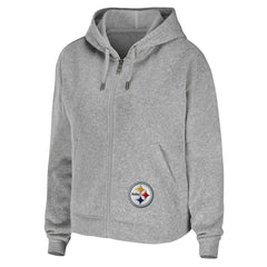 Pittsburgh Steelers WEAR by Erin Andrews Women's Team Full-Zip Hoodie Heathered Gray - NFL