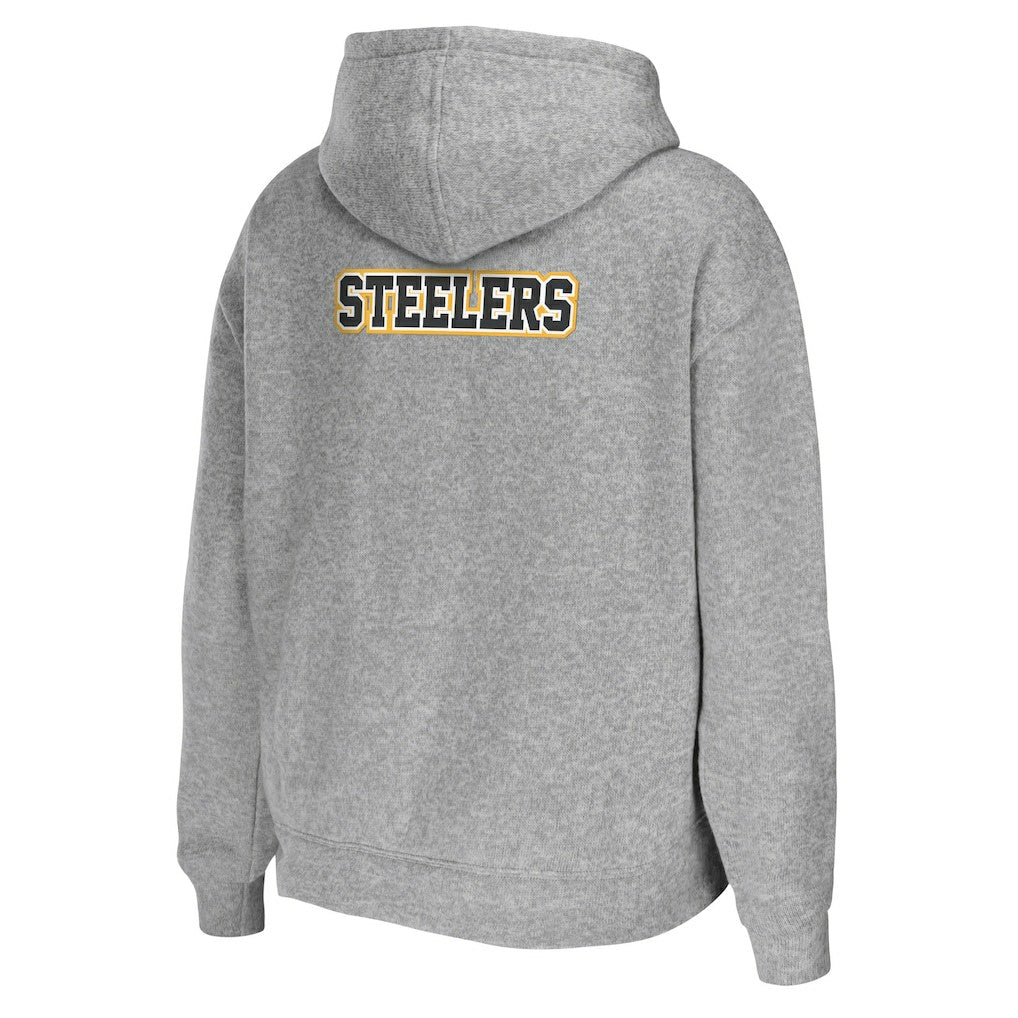 Pittsburgh Steelers WEAR by Erin Andrews Women's Team Full-Zip Hoodie Heathered Gray - NFL